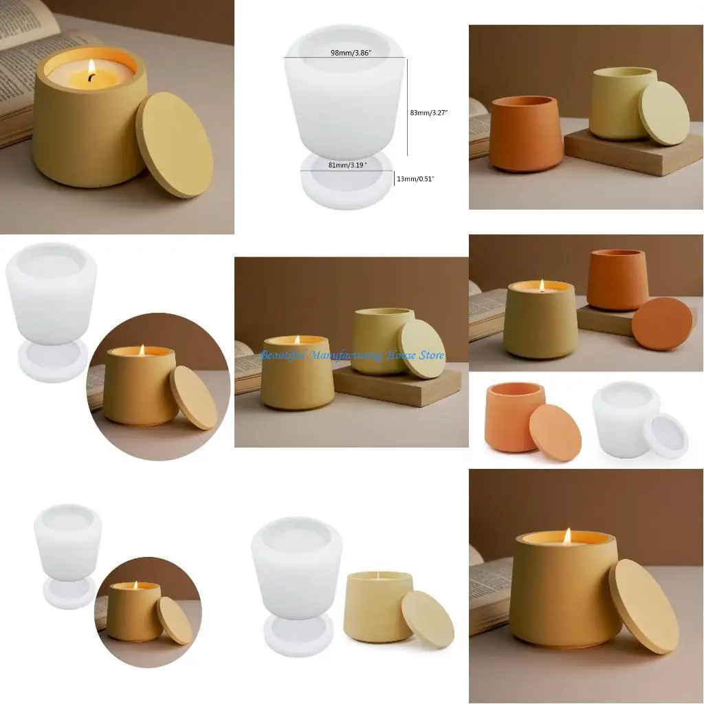 E56A الراتنج جرة العفن DIY شمعة مصنوعة يدويا كوب صندوق تخزين الاسمنت الجص قوالب السيليكون #1