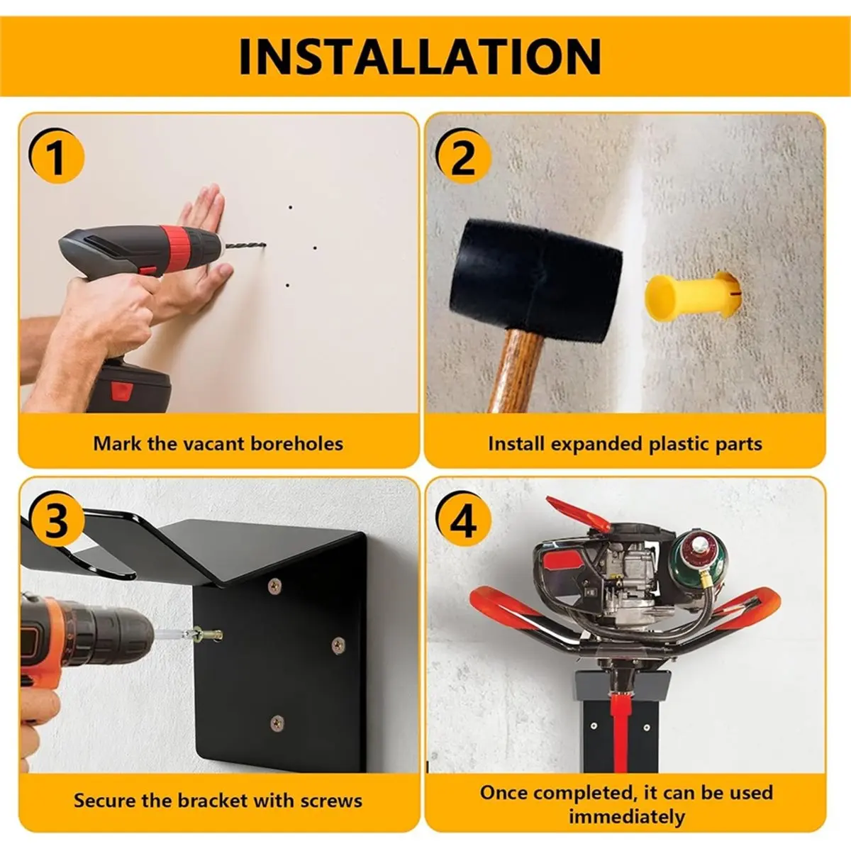 Ice Fishing Auger Wall Mount with Screws Heavy-Duty Metal Electric Auger Storage Bracket, Ice Fishing Gear Accessories