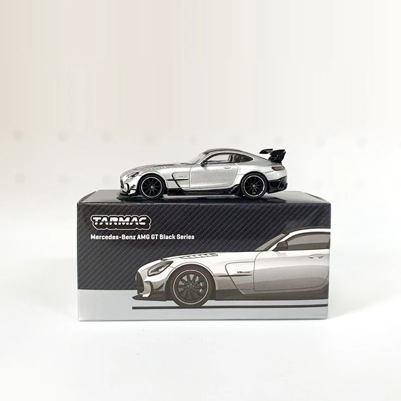 Tarmac funciona 1:64 modelo de carro de brinquedo amg gt série preta liga fundida veículo esportivo prata metálica exibição coleção presentes