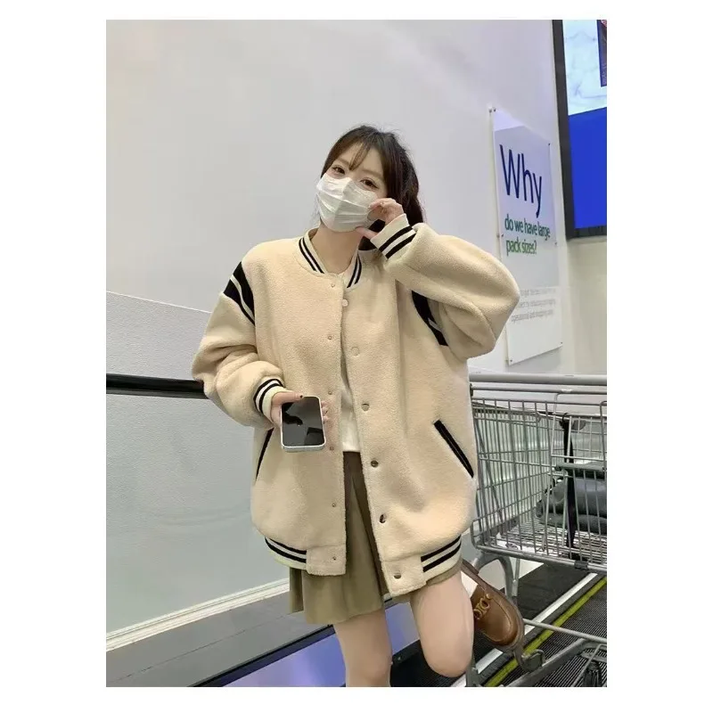 

Outcoat Autumn Baseball Jackets Women's Spring and Autumn Fleece Jackets New Student Autumn Winter Bestsellers Outerwear Coat