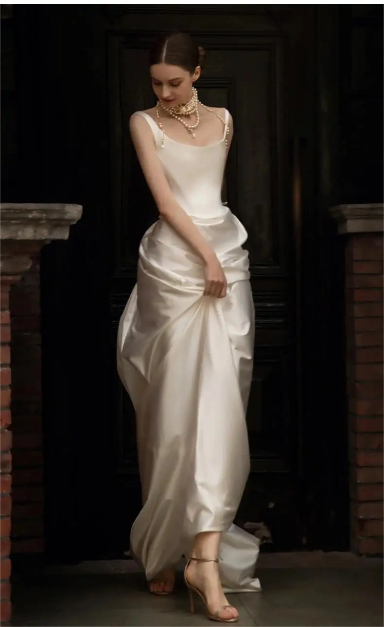 PuTao-Robe de mariée sirène plissée classique, robe de soirée formelle, longues robes de fiançailles pour la mariée, Rh, quelle que soit la robe de mariée