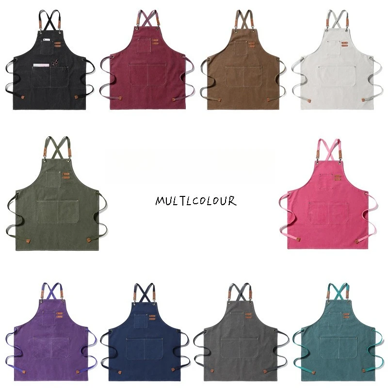 

Новые модные кухонные фартуки из холщовой ткани для женщин и мужчин, рабочие фартуки для поваров, для гриля, ресторанов, баров, магазинов, кафе, салонов красоты, маникюрных студий, униформа.