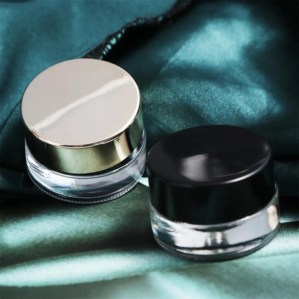 Black Gold Eye Cream Pots Mini Lip Balm Glass Lotion Vials Cans Transparent Frosted Face Cream Packaging Bottle for Skin Care