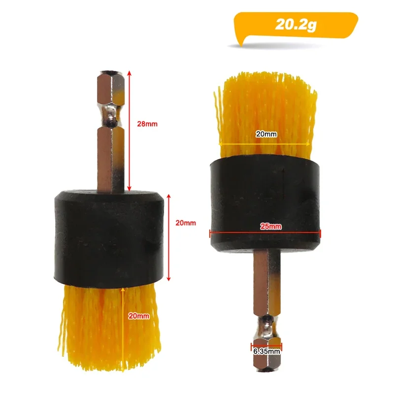 Mini Drill Brush Attachment Set,2 Tapered Brushes& 2 Flat Brushes,1 Extension Rod,Small Corner Brush for Detailing Deep Cleaning