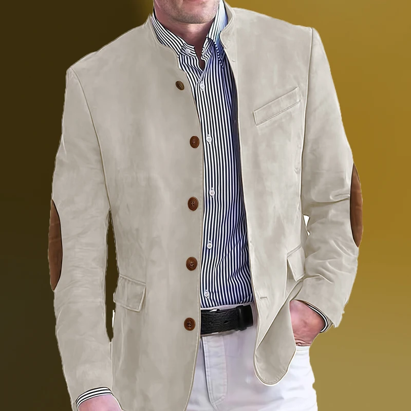 Chaquetas de hombre de gamuza de imitación, traje térmico informal, abrigo, chaqueta ajustada marrón, traje de negocios Formal para hombre, Blazer