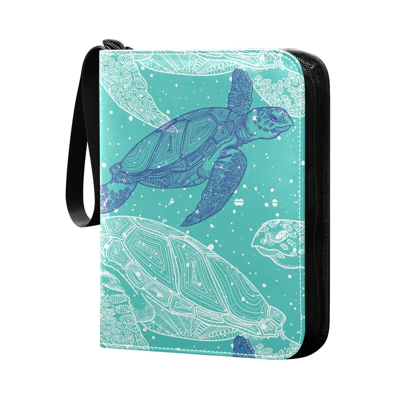 Sea Turtles Marine 4 Pocket Cards Binder, 400 Double Sided Pocket Album for Sport Game Cards, Unique Card Collection Storage