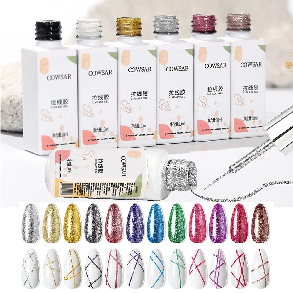 Sprankelende Platina Pull Line Gel Nagellak 10/5ml Laser Zilver Goud Glitter Metallic UV Gel Franse Liner Nail Art Schilderen Gel