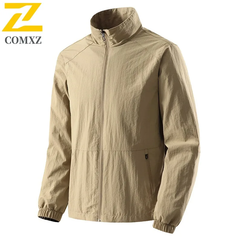 

COMXZ Outdoor Work Premium Men Jacket Wind Resistant Motorcycle Coat Business Casual Cozy Light Autumn New Windbreaker