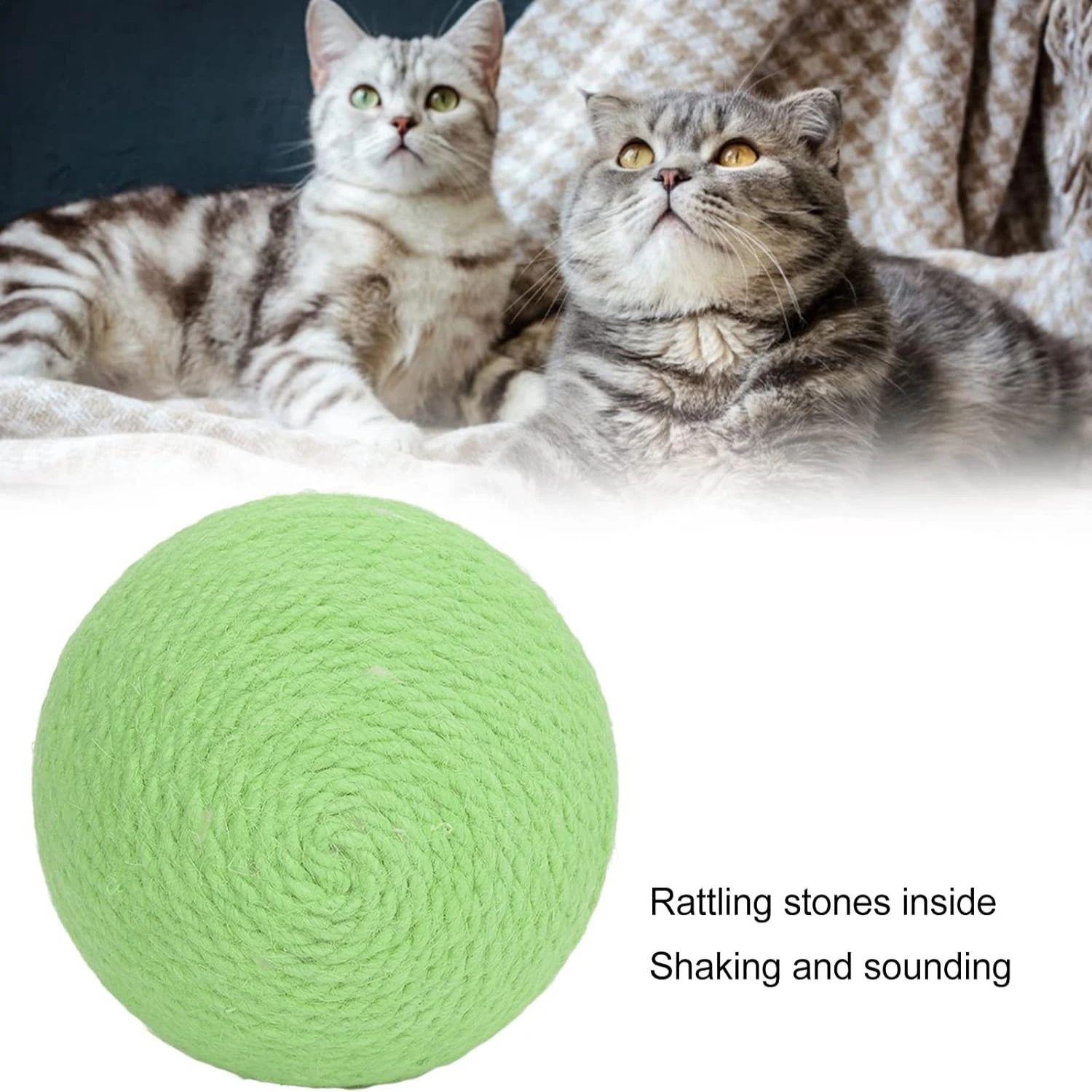 Engaging and Durable Interactive Sisal Rolling Cat Toy Ball for Endless Fun - Long-Lasting Playtime with Pat-Bite Action - Perfe