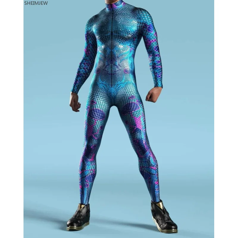 Men kids front zipper zentai bodysuit multicolour skeleton printed costume Halloween party jumpsuits Carnival holiday outfit