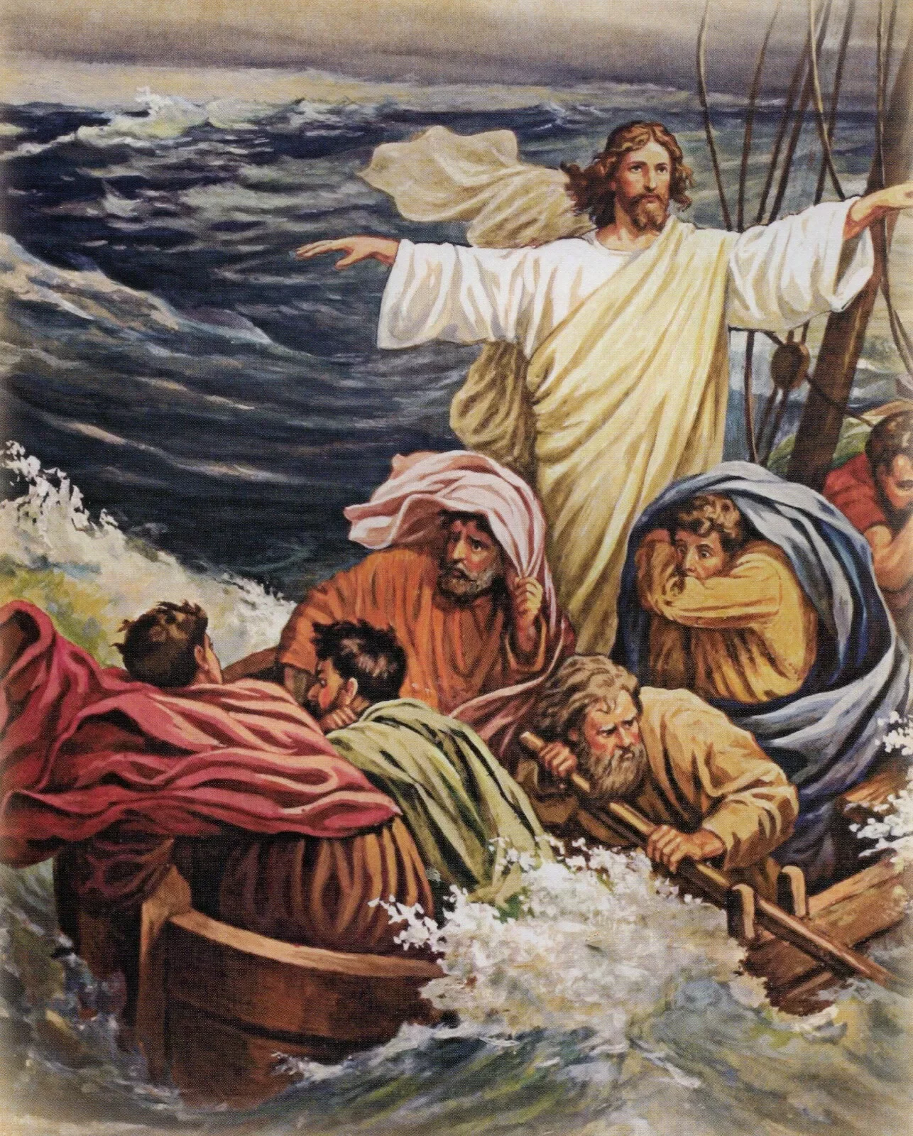 

Catholic print picture Jesus Calms the Storm Print Art Canvas Poster for Living Room Decoration Home Wall Decor Picture