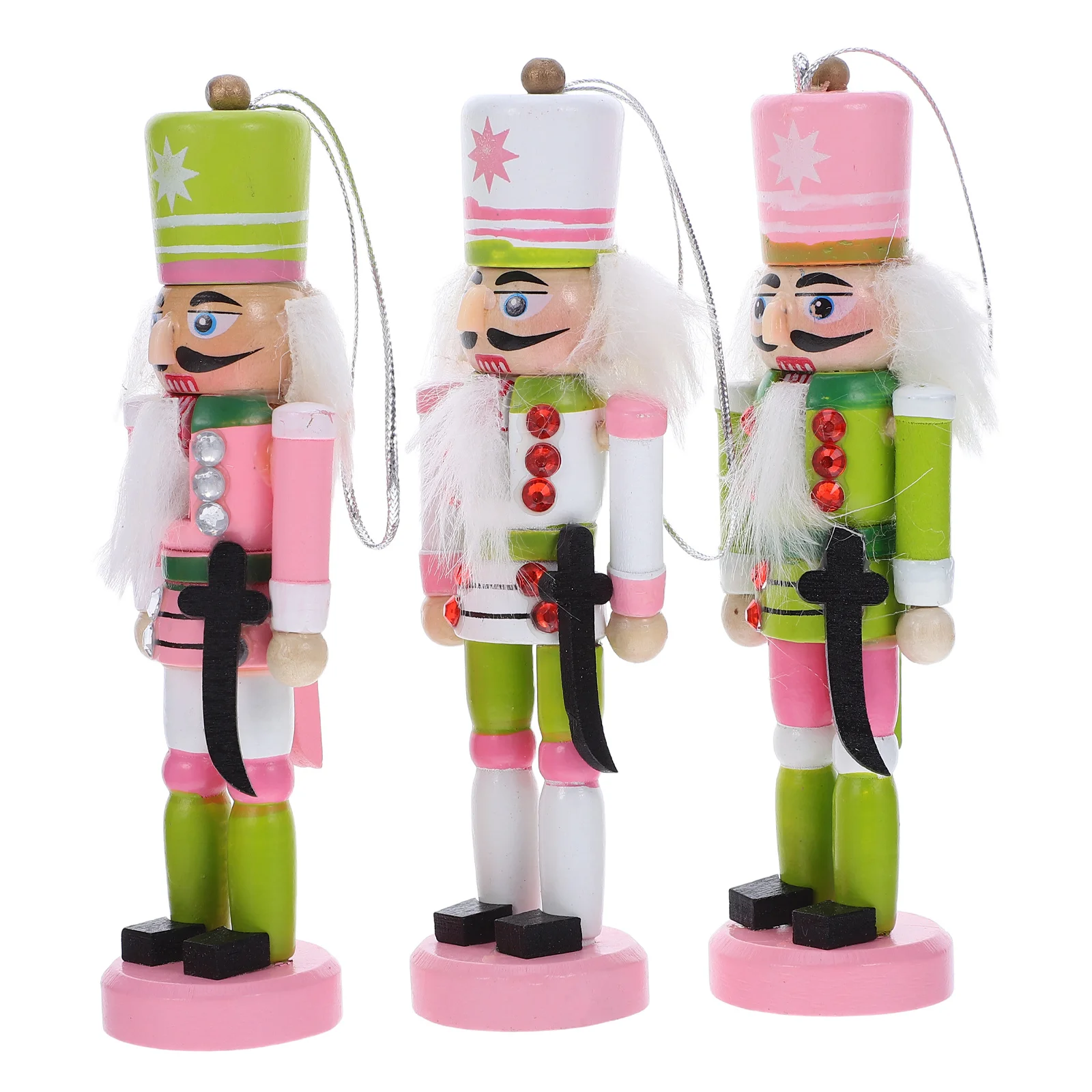 

3 Pcs Colorful Nutcracker Holiday Festive Statue Charm Mini Figures