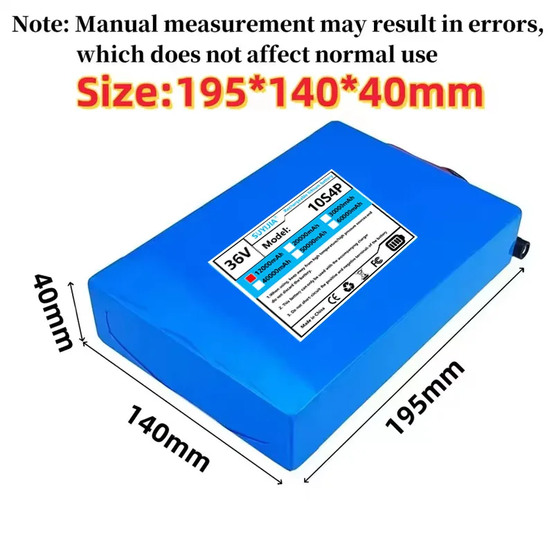 36V 12000mAh 10S4P 18650 Lithium Battery - BMS Equipped Rechargeable for Daily Travel Replacement Skateboard 500W
