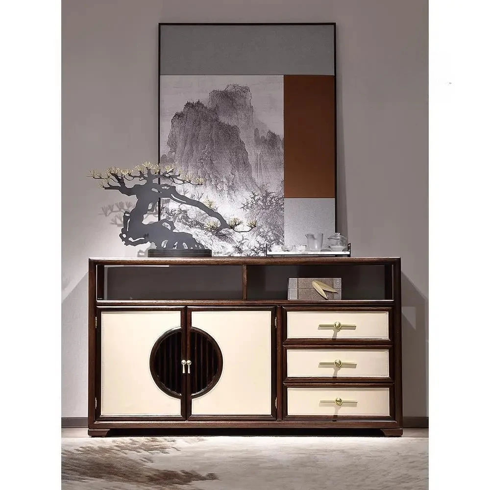 

Nordic New Chinese Style Ugyen Wood Sideboard Cabinet Household Minimalist Storage Cabinet