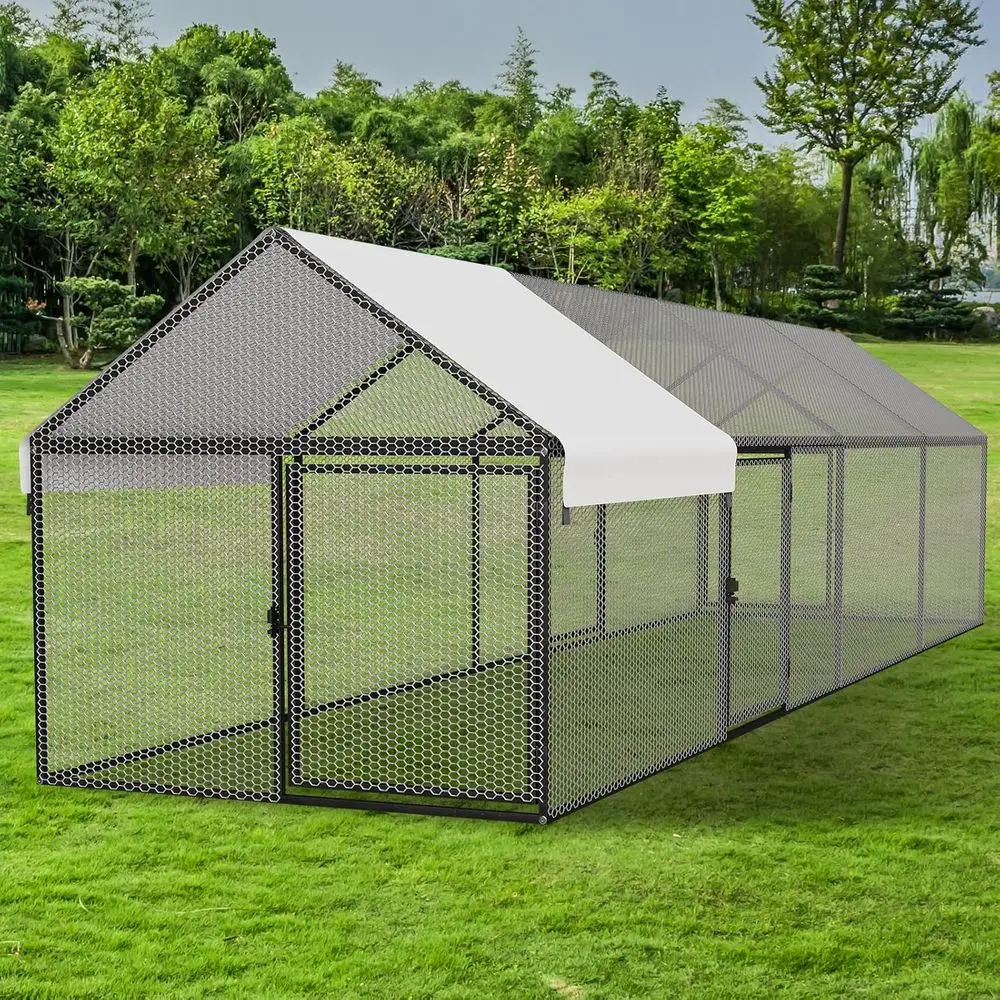 

Portable Walk-in Chicken Coop with Waterproof Cover, 157''x40''x40'', Suitable for Poultry, Small Animals & Pets