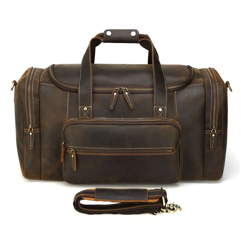 Luufan-Sac de voyage en cuir véritable pour homme, sac messager vintage, bagage de week-end, cuir de vache, 23 \