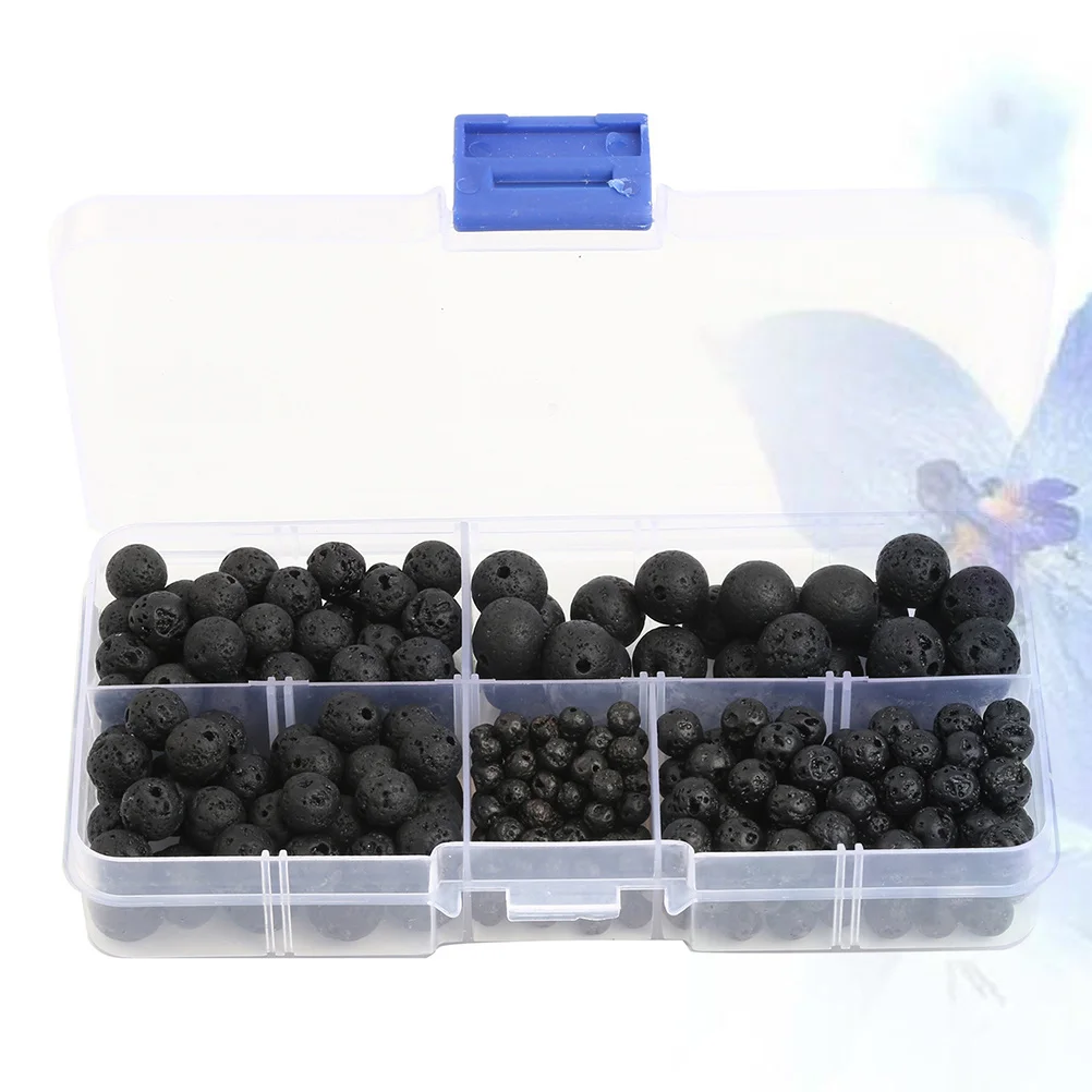 

300Pcs Natural Volcanic Loose Beads Black Round 4Mm 6Mm 8Mm 10Mm Simple Stone Beads for DIY Jewelry Making Dress Hat Headband