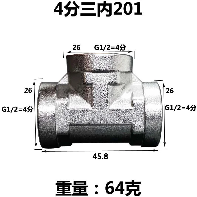 Dn15 20 25 1/2 "3/4" 1 "Bsp Mannelijke Vrouwelijke Elleboog Tee 3 Manieren 201 Roestvrij Pijp Fitting Connector Koppeling Adapter Huis Tuin