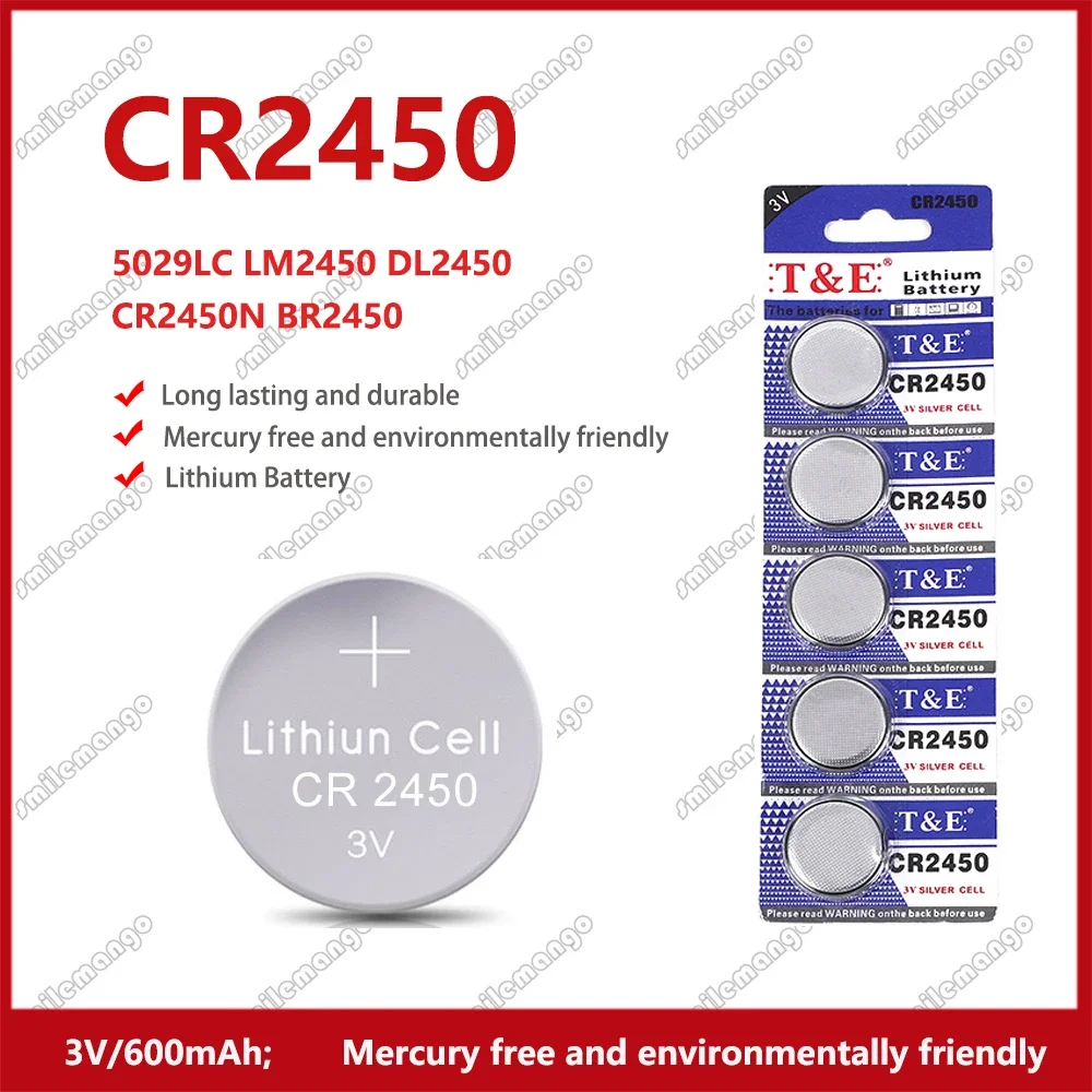 

2-50PCS CR2450 Watch Buttom Battery KCR2450 5029LC LM2450 DL2450 ECR2450 BR2450 CR 2450 3V 600mAh Lithium Coin Cell Batteries