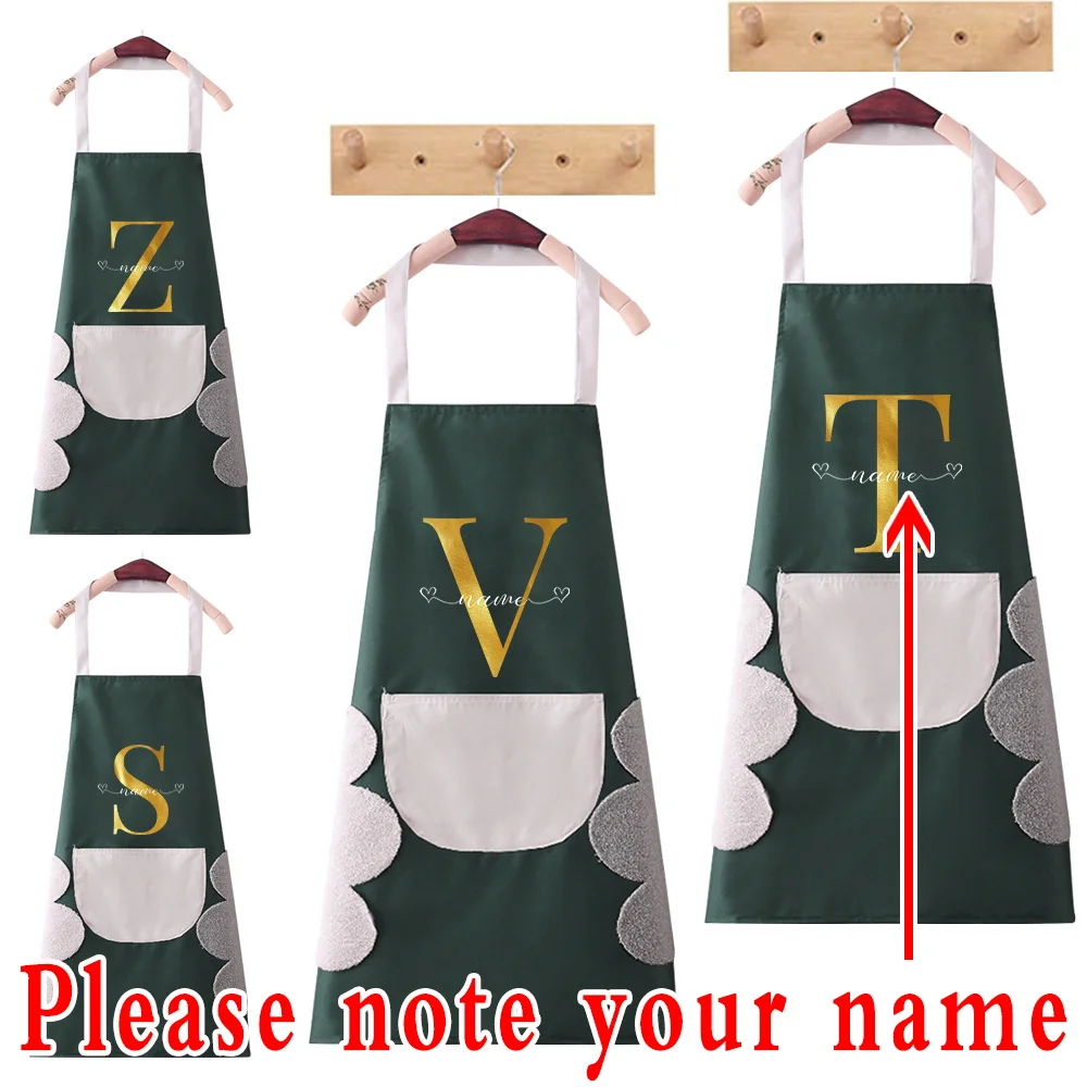 

Custom Name Kitchen Aprons for Men Women Chef Baking Clothes Pockets Adult Bib Home Waterproof Apron Personality Work Clothes