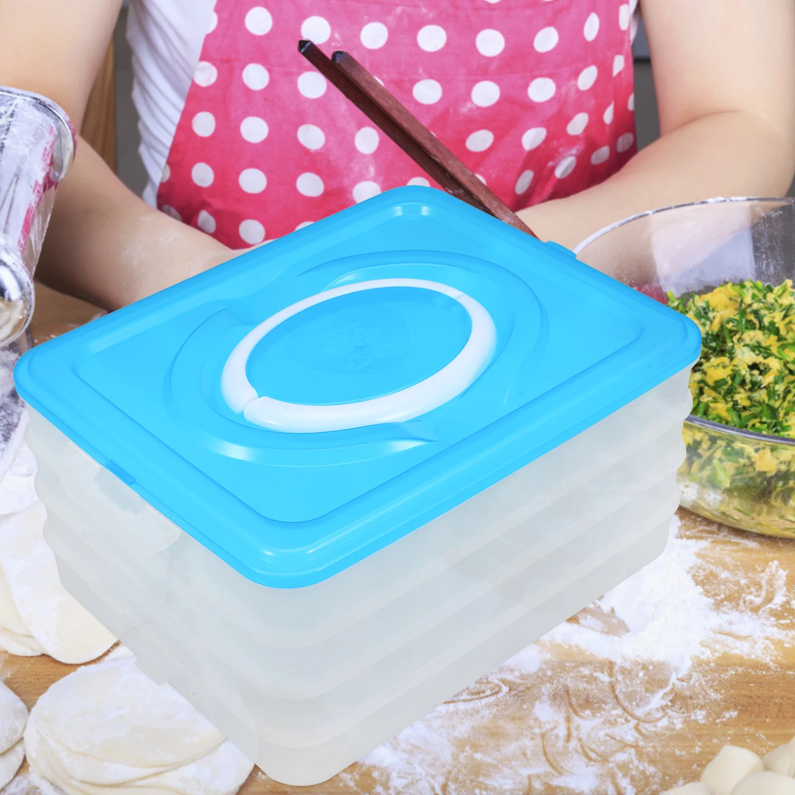 

Fresh-Keeping Food Storage Container Four Layers Microwave Safe Pp Material Dumpling Box Moistureproof Mold Resistant