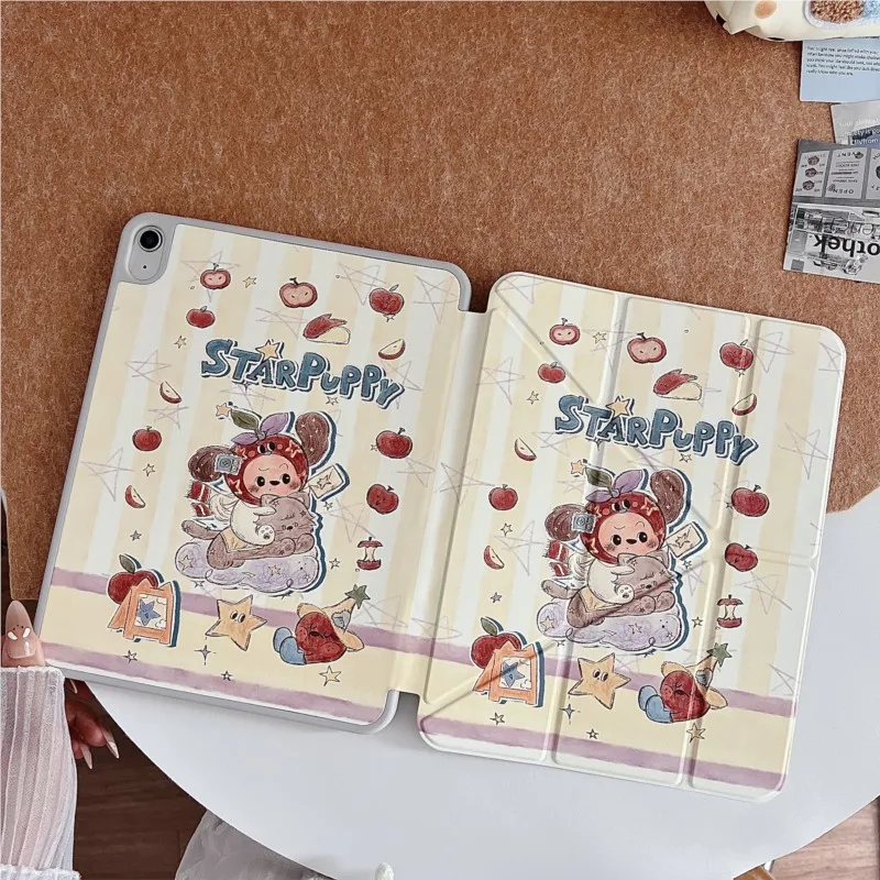 Tablet Case with Pen Slot Tri-fold Stand & Sleep/Wake for iPad 7/8/9th 10.2in 10th Gen Air4/5/6/7/8 10.9/11 Pro11 A16 A19 Cover