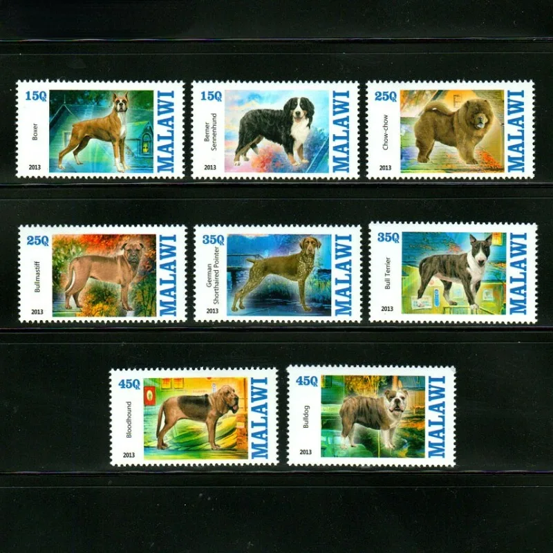 8 PCS, Malawi, 2013, Dog Stamps, Real Original Post Stamps for Collection ,MNH