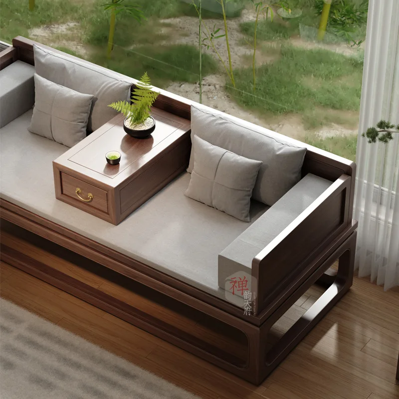 سرير أرهات من الخشب الصلب الصيني المنزلق مع أدراج، غرفة معيشة بسيطة وحديثة، شقة صغيرة، مجموعة أريكة استرخاء