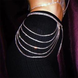 Sexy Sparkling Tassel Rhinestone Waistchain Jewelry Luxury Nightclub Party Crystal Waistchain Jewelry Body Wearing Accessories