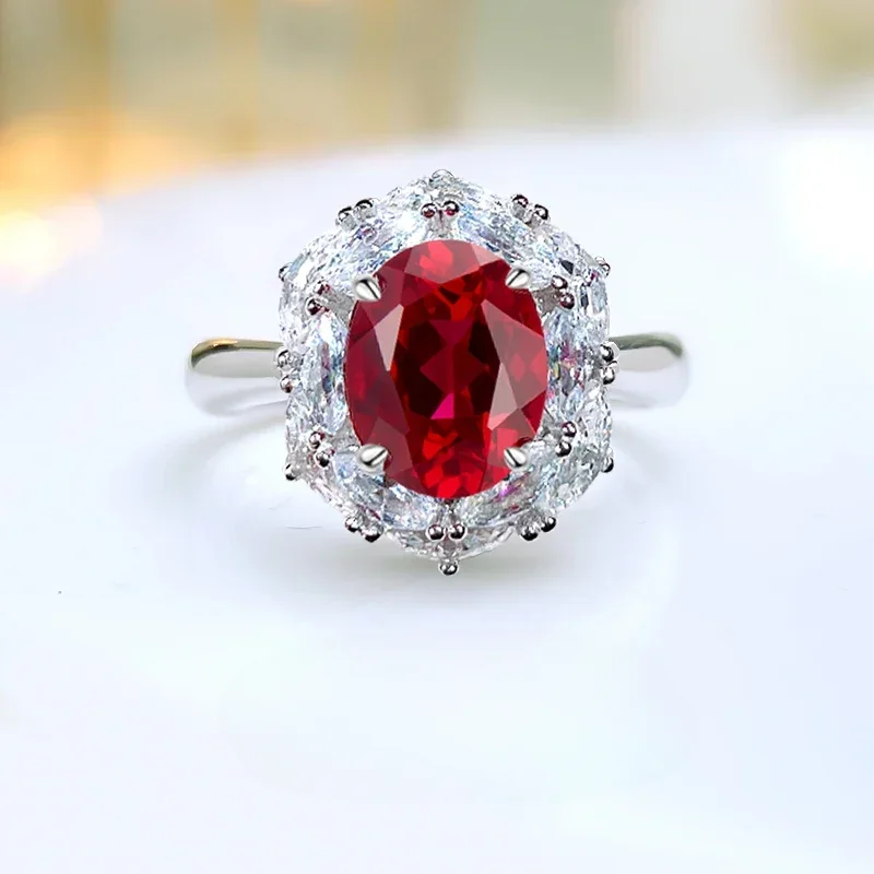 

Модное роскошное кольцо Desire в виде яйца из серебра 925 пробы с высокоуглеродистым бриллиантом темпераментный Универсальный Рубин