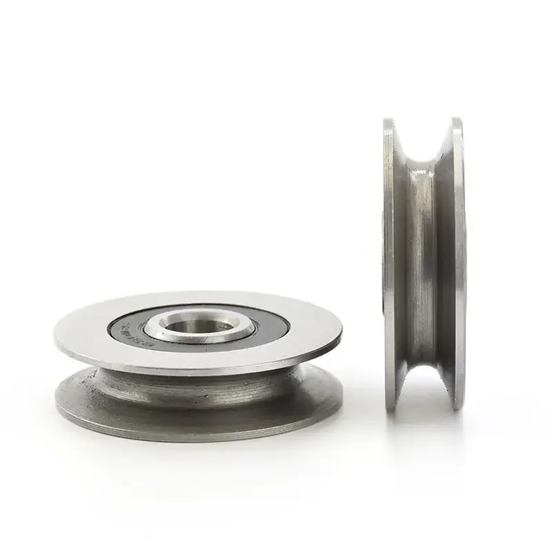 4/10 Piezas de Polea con Ranura en U de 12*50*13 mm, Rueda Acero con Rodamiento Metal para Cable Metálico, Rueda Colgante