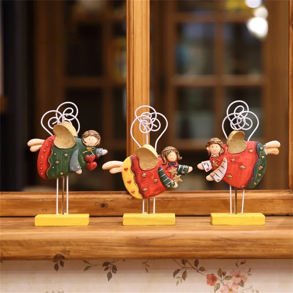 Cartoon Cute Angel Note Holder Room Decoration Desktop Handmade Resin Clip Decoration Dessert Shop Study Christmas Gift Set