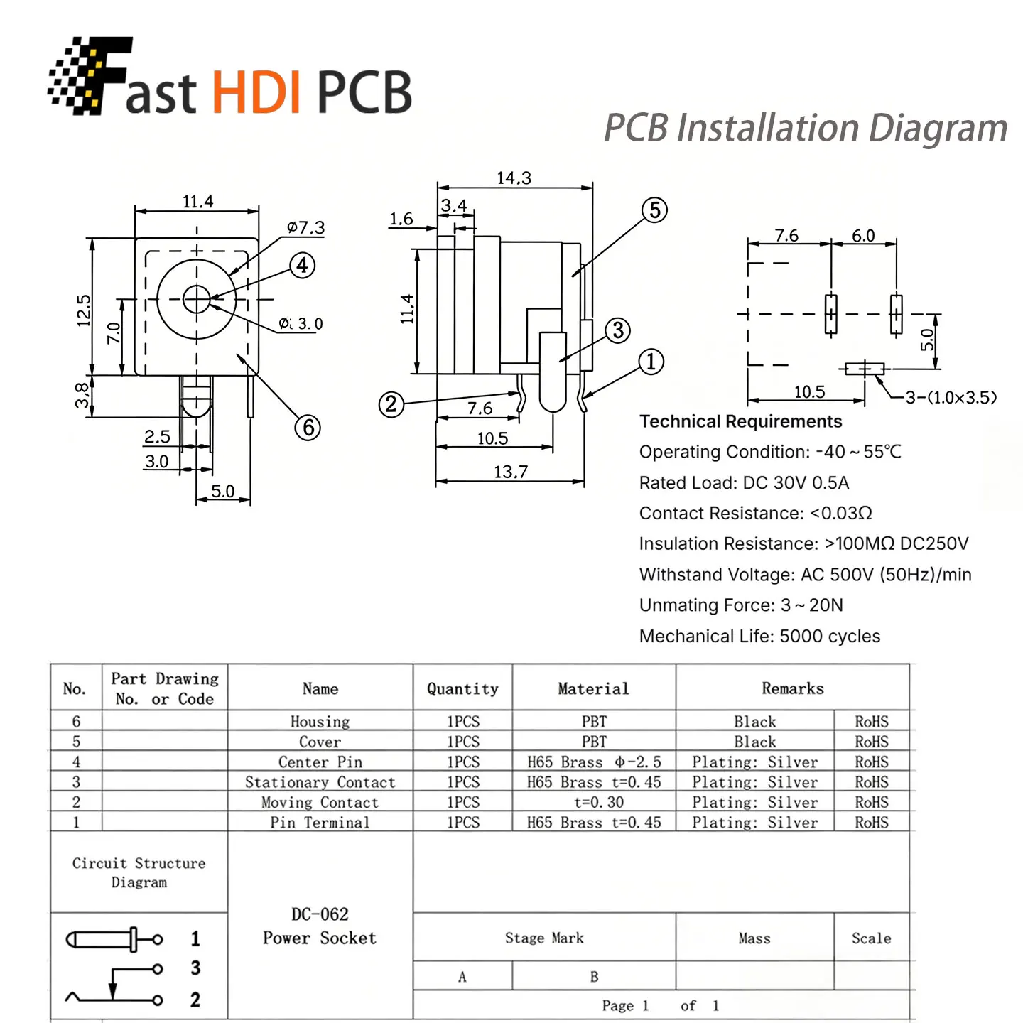 DC 6.5x3.0mm Power Jack Female Socket with Groove Slot Panel Mount DC Power Connector for Power Adapter, Charger, LED Driver