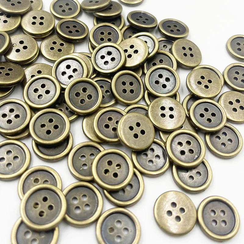 50/100 pcs Bronze Plastic Buttons 15mm Sewing Craft 4 Holes PT380