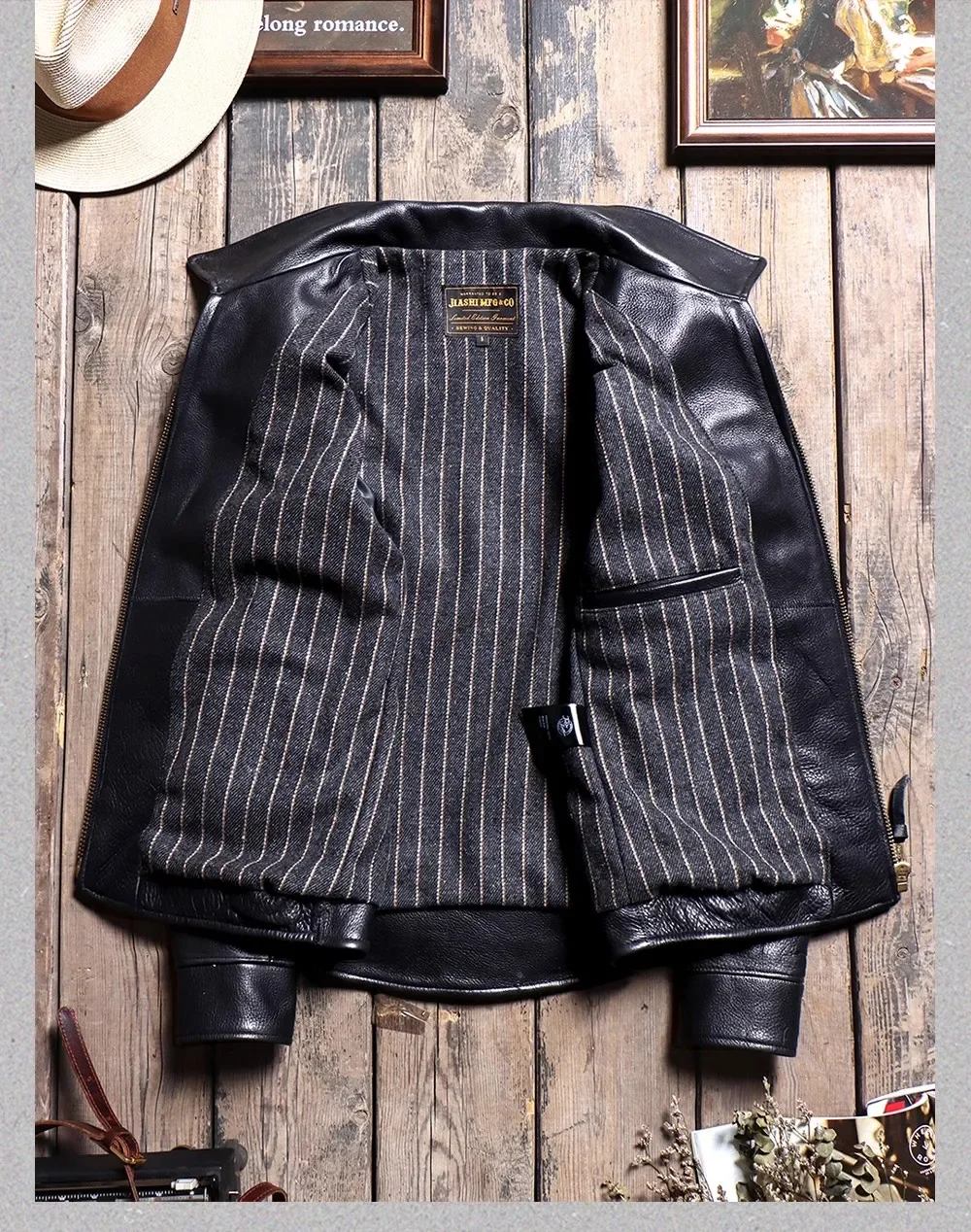 LNY Shop Top.Mens Classic Motor Rider leather coat.Heavy Luxury uncoated Cowhide jacket.Cool Men real leather cloth.