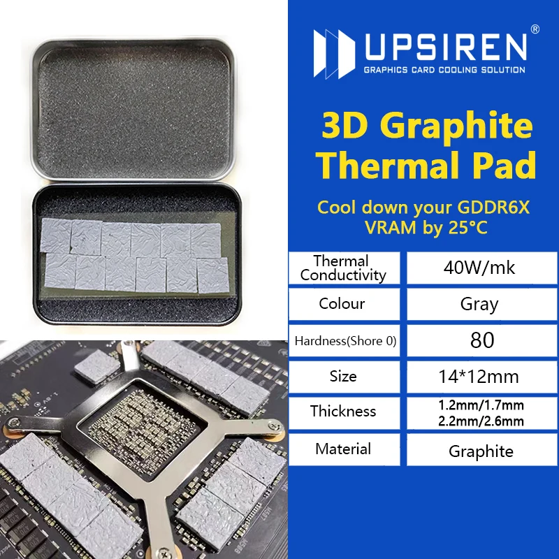 UPSIREN GDDR 6X VRAM 40W/MK 3D Graphite Thermal Grease Pad For 3070Ti 3080Ti 3090 Graphene Thermal Pad