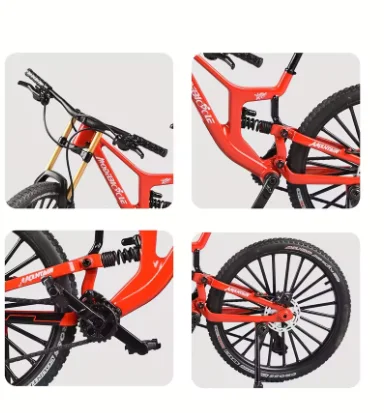1:6 Scale Alloy Mountain Bike Model Realistic Gear Toy with Front & Rear Shock Absorbers for Bicycle Enthusiasts