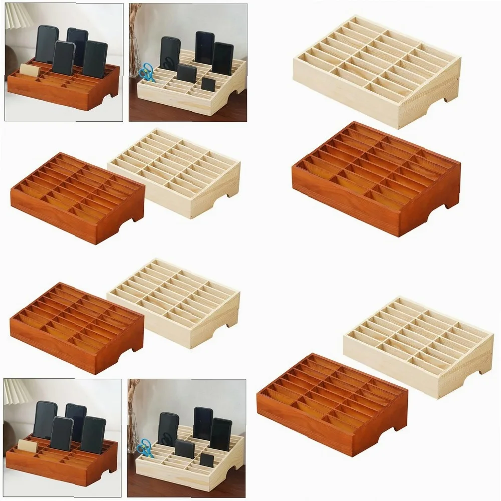 

24-Compartment Phone Storage Box, Space-Saving Desktop Organizer & Multifunctional Phone Stand for Classroom Use