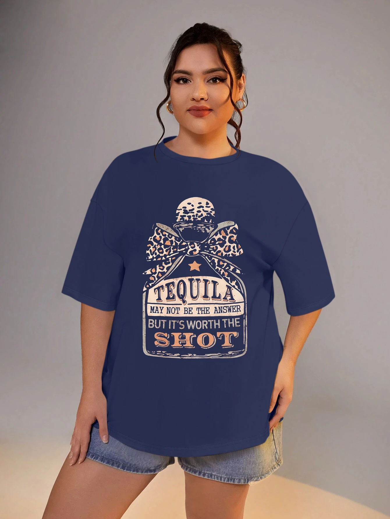 

Plus Size Women Clothing Leopard Print Oversize Short Sleeve T-shirt for Summer & Spring Women's Clothing