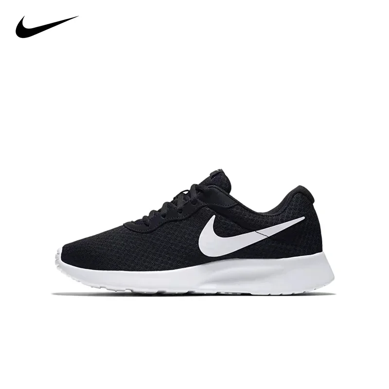 NIKE TANJUN รองเท้าผ้าใบข้อต่ำกันลื่นสำหรับผู้ชายและผู้หญิงรองเท้าวิ่งสีดำระบายอากาศได้812654-001