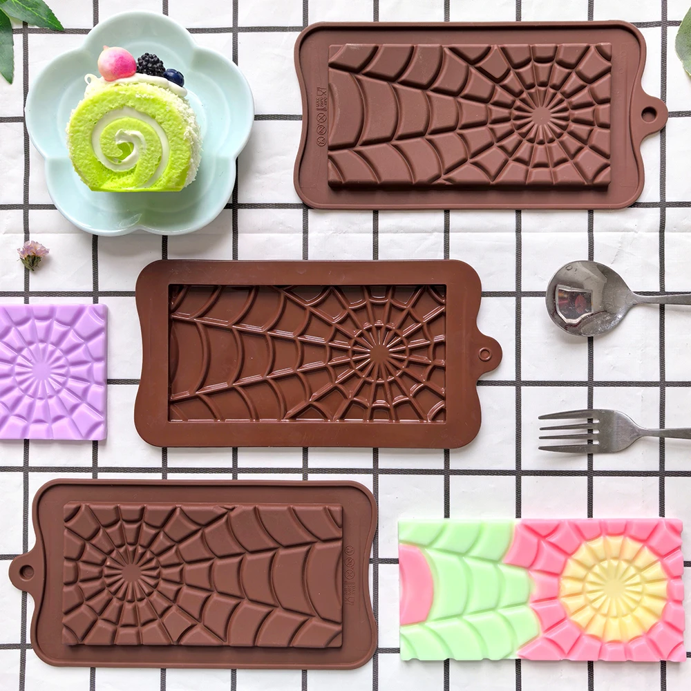 1pc Full page spider web chocolate silicone mold DIY ice biscuit pudding dessert mold