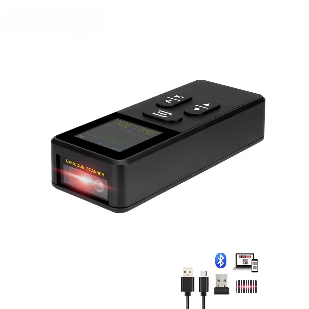 

Portable Mini Color LCD Display Barcode Scanner Wireless Bluetooth Bar Code Reader for Retail Warehouse Pharmacy