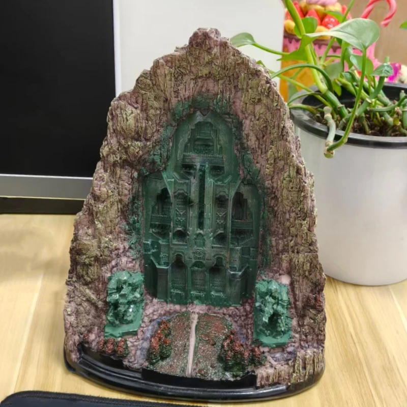 27cm Erebor Lonely Mountain Door Resin Statue Dwarves Warrior Figure Model Home Desktop Aquarium Fish Tank Decoration Ornament