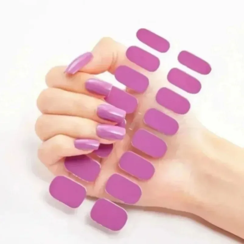 Semi Cured Wraps Nail Sticker Solid Nail Gel Wraps Adhesive Full Cover Slider No Need UV Lamp Cured Fast Gel Nail Decal