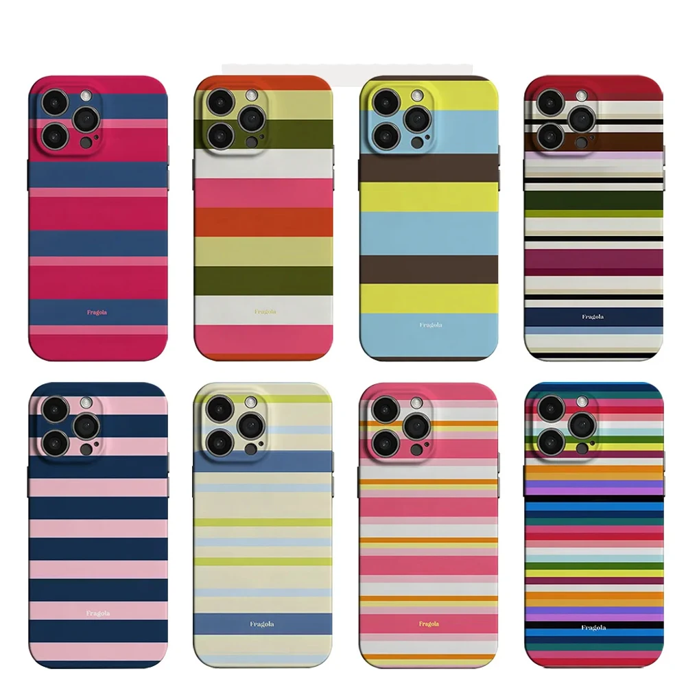 Luxury Colorful Stripes Glossy Film Hard Phone Case for Samsung Galaxy A37 A57 A17 A07 A16 A56 A26 A36 A06 A55 A35 A15 A54 4G 5G