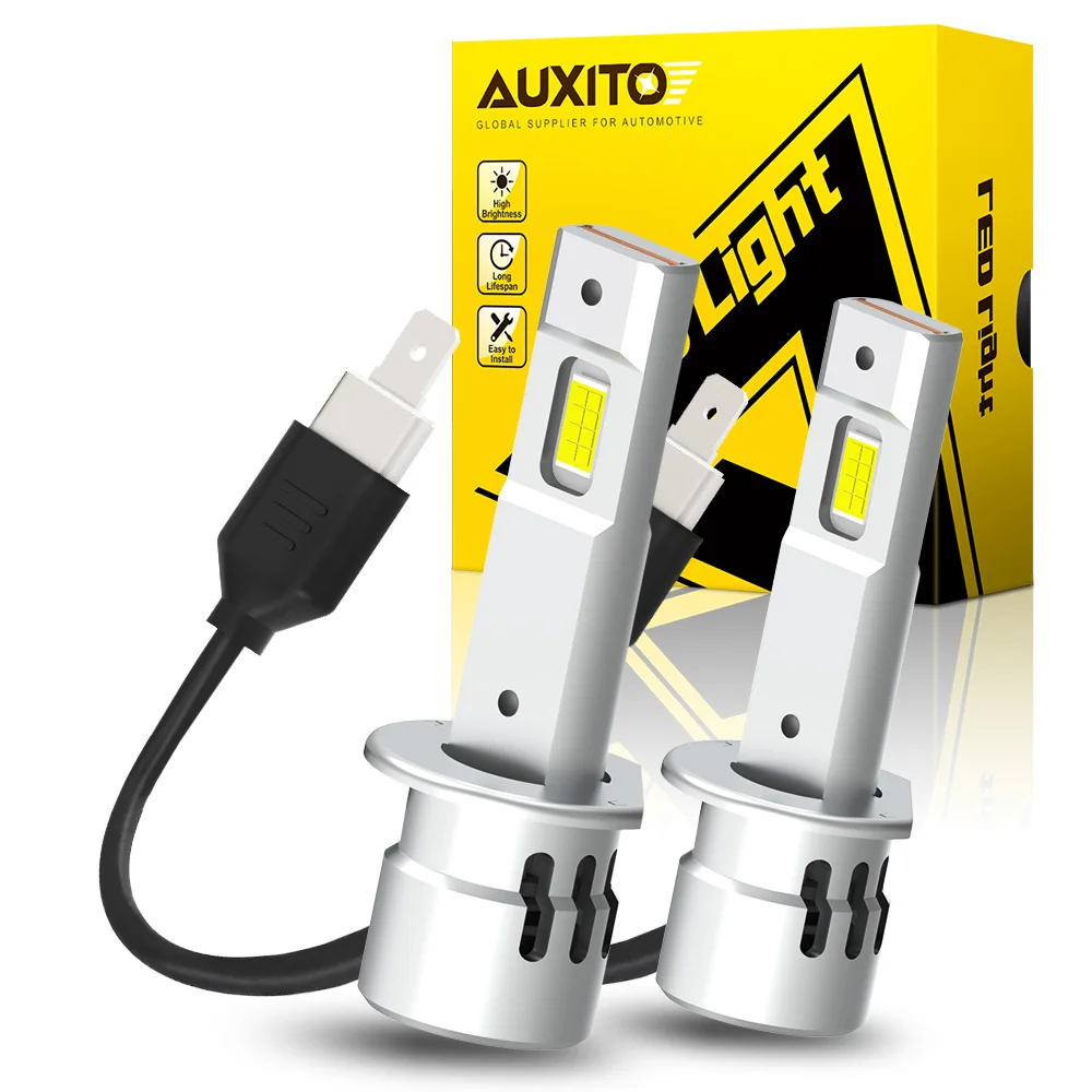 AUXITO 2Pcs Turbo Car H1 LED Headlight Bulbs 6500K White 20000LM H1 LED High Low Beam Headlamp Driving Lamp With A Cooling Fan