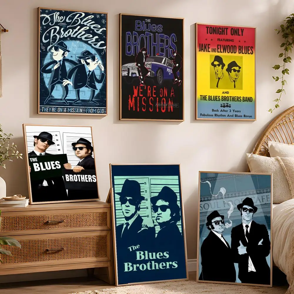 Klassisches Retro-Film-Poster „The Blues Brothers“, wasserfest, zum Abziehen und Aufkleben, HD, moderne Wanddekoration für Schlafzimmer, Wohnzimmer, Wohnheim, Büro