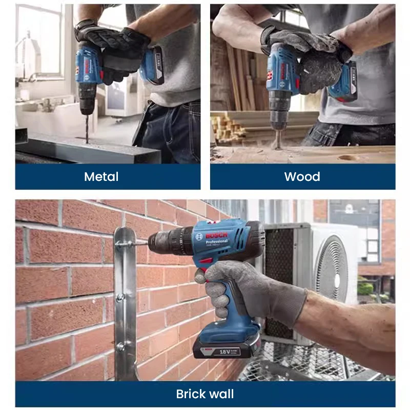 Bosch GSB 183-LI Electric Drill Screwdriver Cordless Brushless Impact Drill Torque Multi-Use Power Tools for Wood Stone Metal