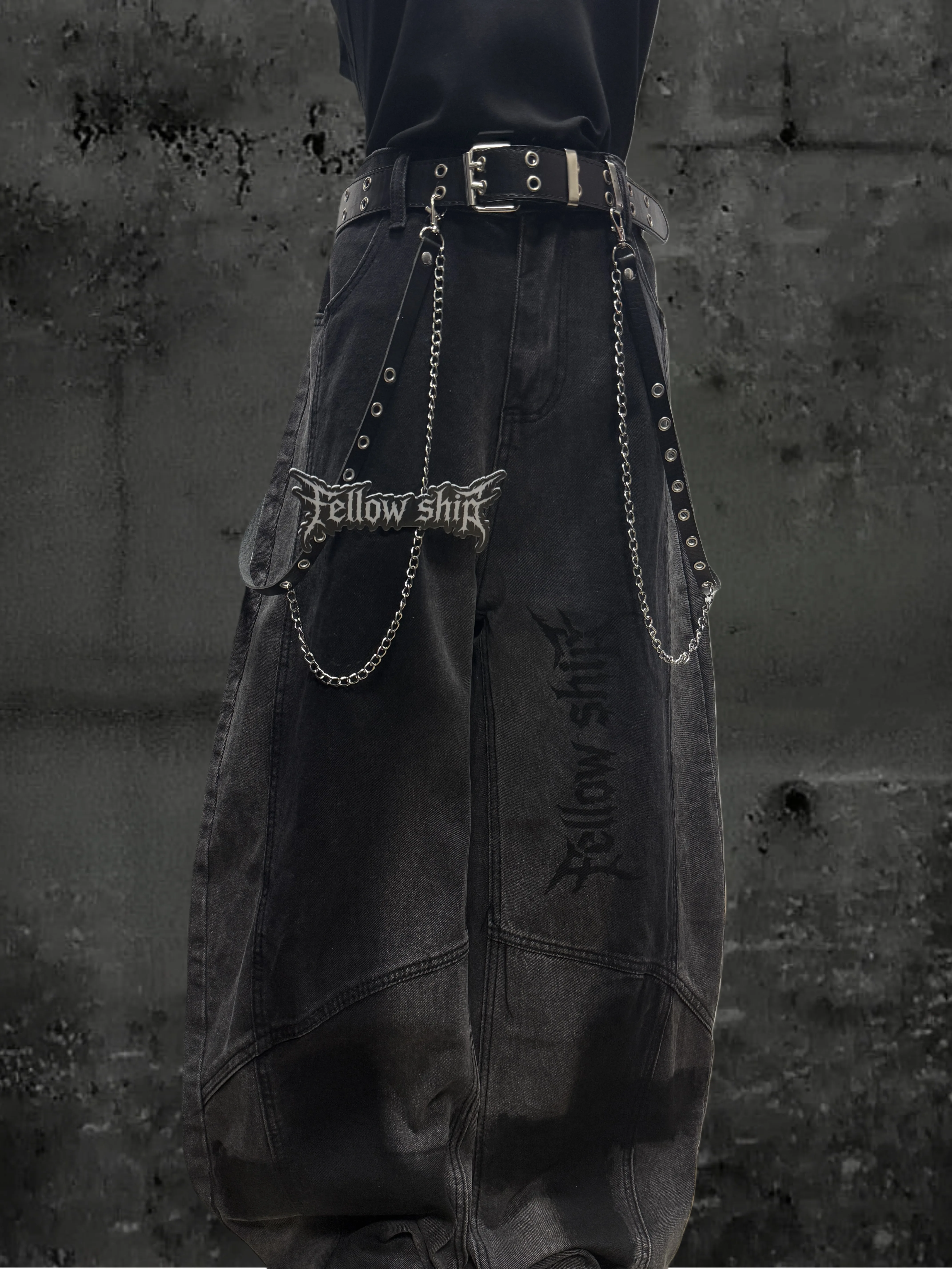 

Американские уличные потертые джинсы с градиентом для мужчин и женщин, рок-темные деконструкции, нишевые свободные брюки с маточками