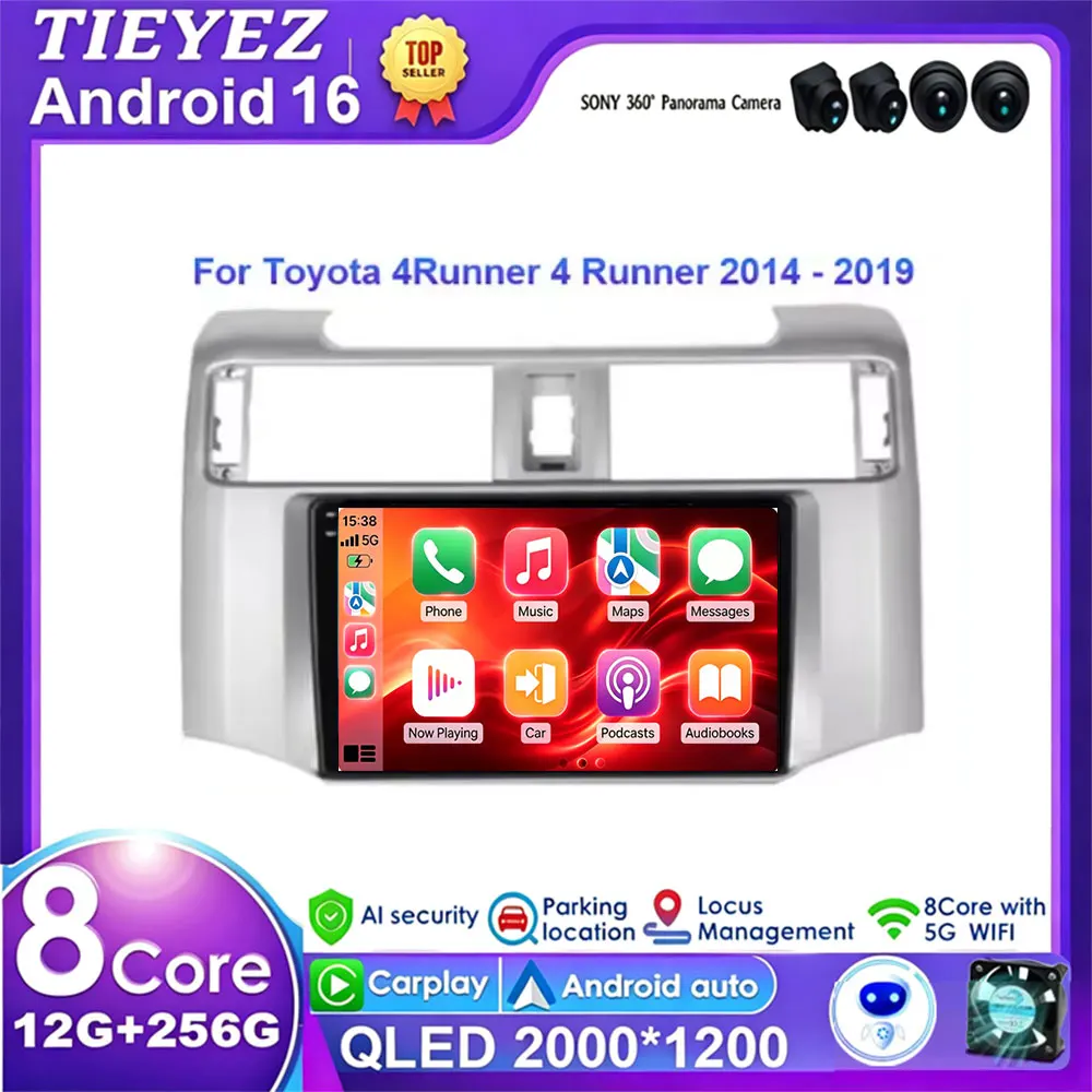 For Toyota 4Runner 4 Runner 2014 - 2019 Android 16 wifi+4G Carplay Auto Car Radio Navigation GPS Video Player Stereo Multimedia